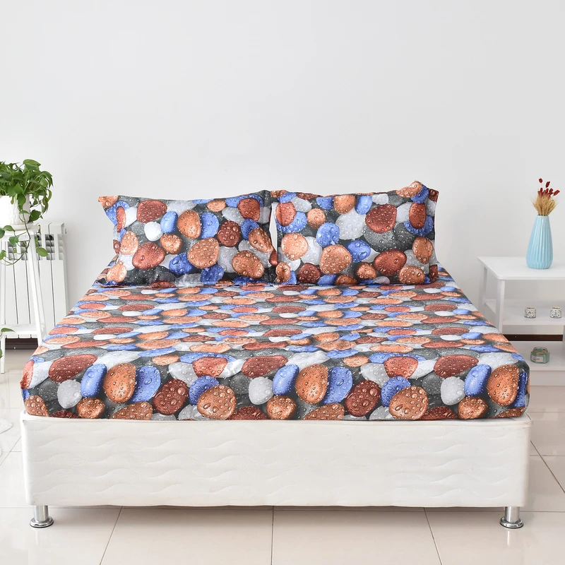 سرویس ملحفه بومرنگ مدل 3Dstone-160 دونفره 3 تکه