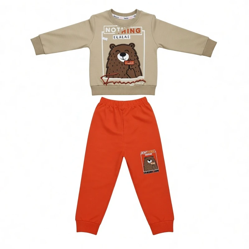 ست سویشرت و شلوار راحتی پسرانه مدل طرح خرس summer کد ۰۱۴۰