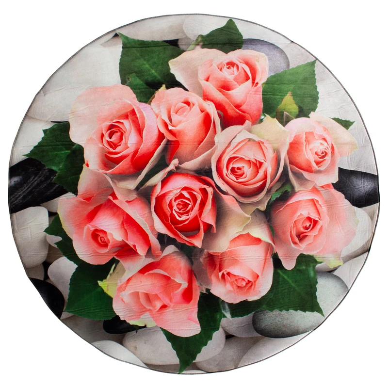 فرش ماشینی جانگل مدل Pink Roses کد 3D-L7