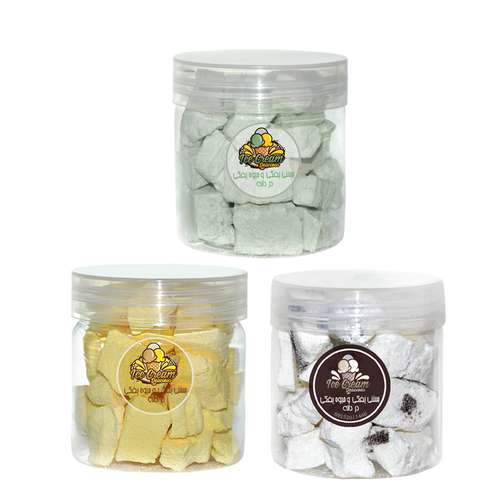   بستنی پفکی زعفرانی و طالبی و کیک وانیل دردانه - 120 گرم بسته 3 عددی
