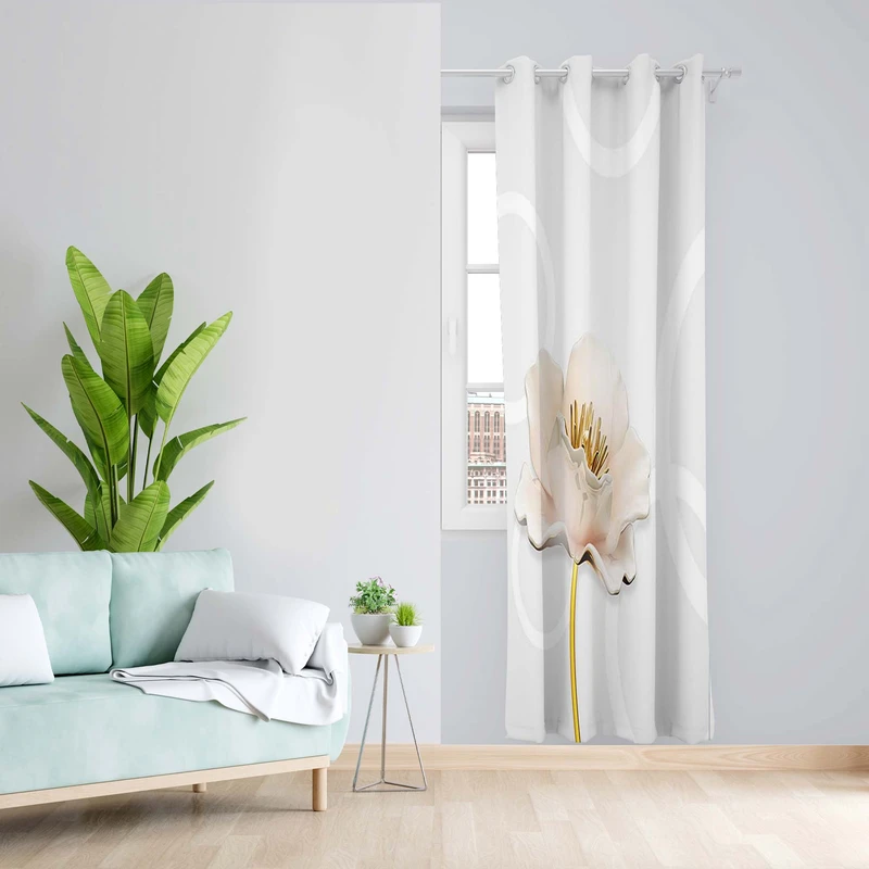 پرده طرح گل مدل مخمل پانچی کد 5114L z سایز 140x200 سانتی متر