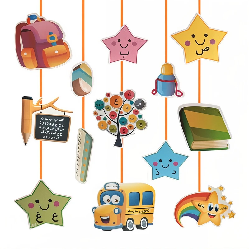 ریسه تزئینی مدل جشن الفبا کد AlphabetSaghfiAviz1 مجموعه 13 عددی