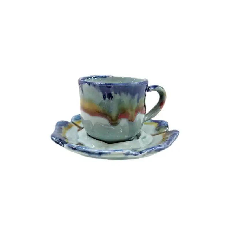 ست فنجان و نعلبکی سرامیکی مدل آبرنگی آنمون