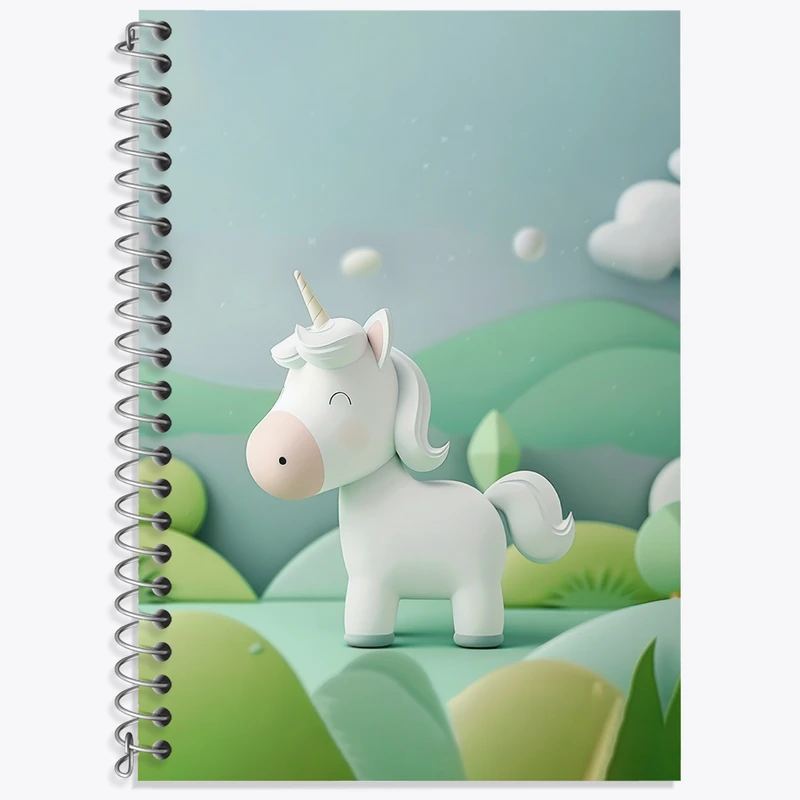 دفتر زبان 50 برگ خندالو مدل سه خط طرح اسب تک شاخ کد N2256