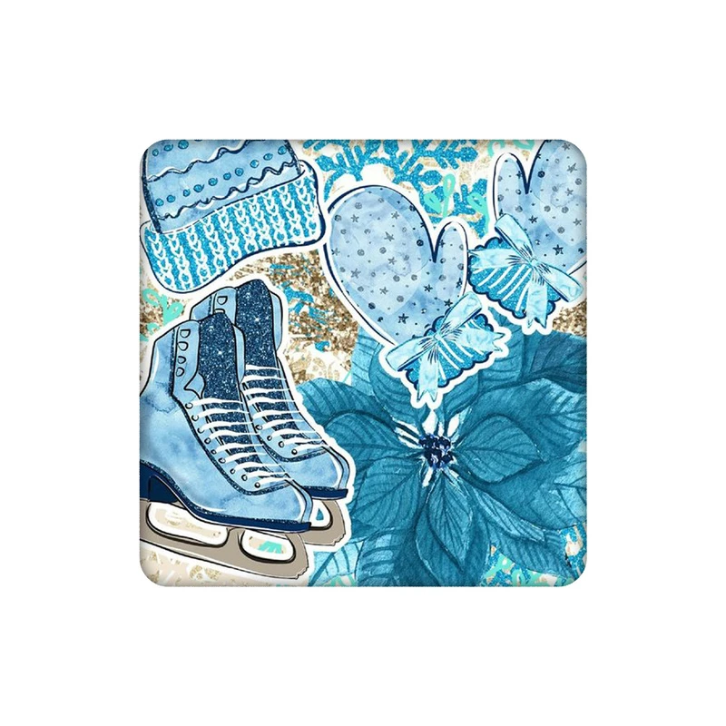 زیرلیوانی طرح اسکیت و کلاه با تم زمستونی کد 3348193