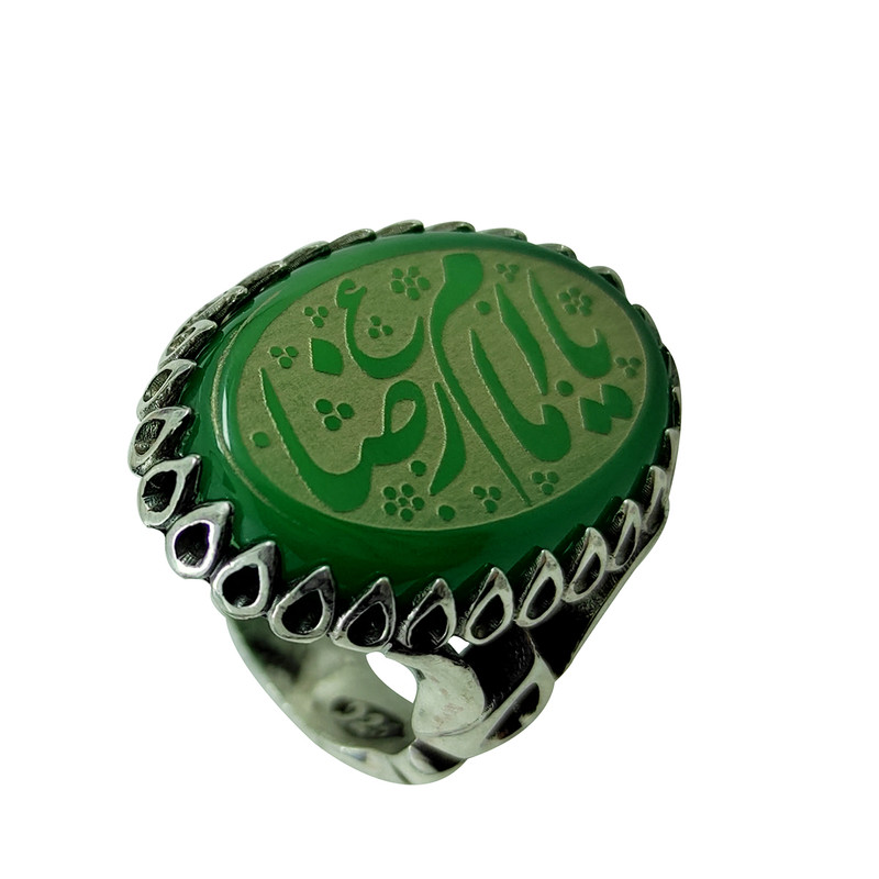 انگشتر نقره مردانه سلین کالا مدل عقیق خطی طرح یا امام رضا کد 37