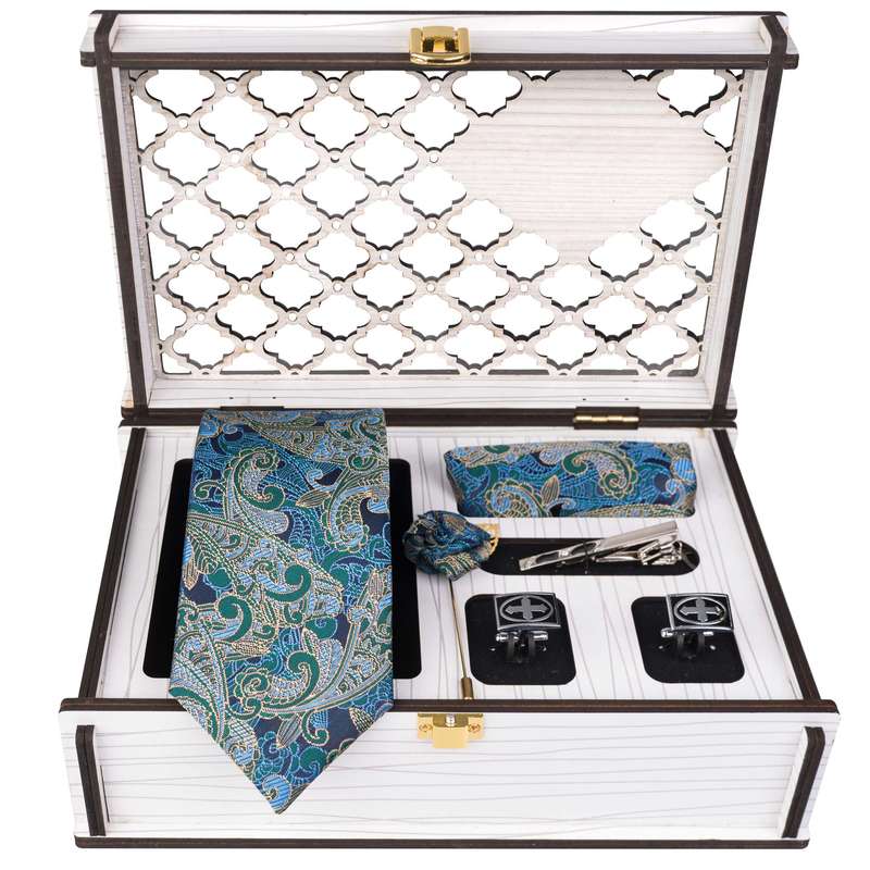 ست کراوات و دستمال جیب و دکمه سردست و گل کت مردانه جیان فرانکو روسی مدل GF-PA833-BOX