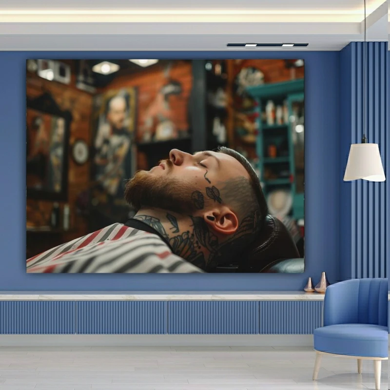 پوستر طرح مخمل آرایشگاه مردانه مدل تتو کد FP104835