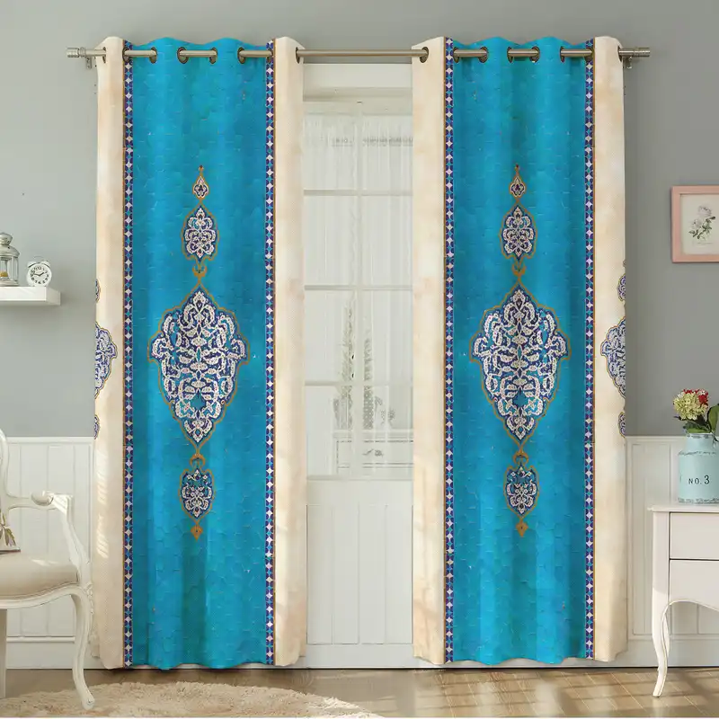 پرده نیروانا طرح   سنتی مدل هازان کد 4877سایز 140×280 سانتی متر