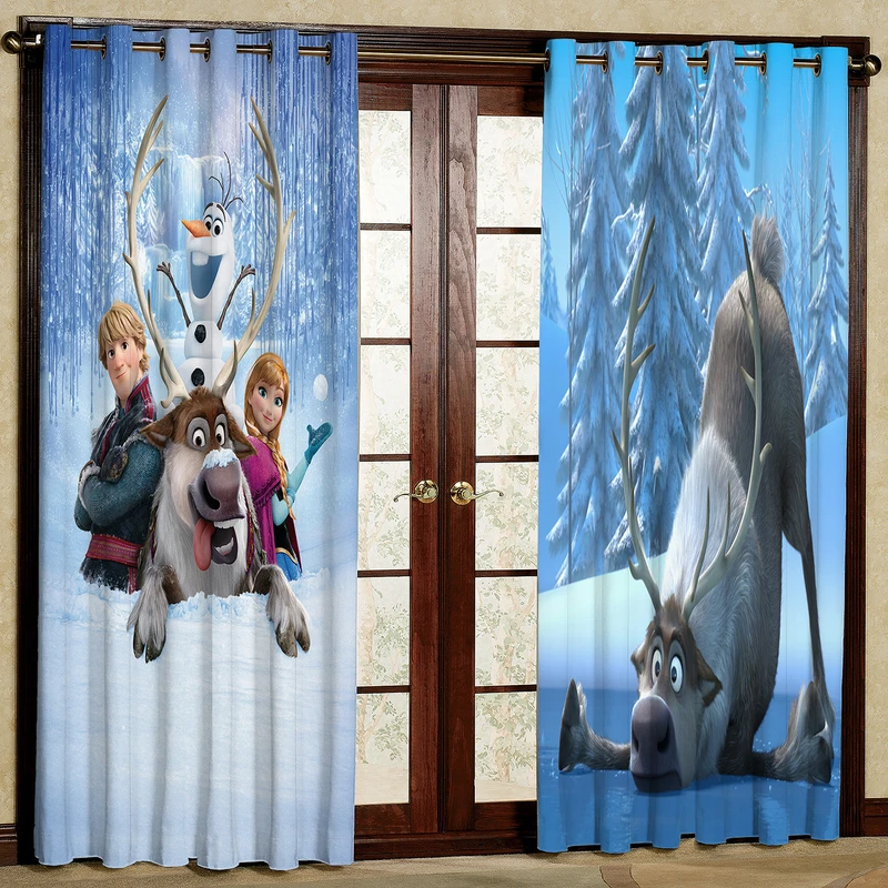 پرده مدل کارتون السا مخمل پانچی کد 1163R سایز 140x280 سانتی متر