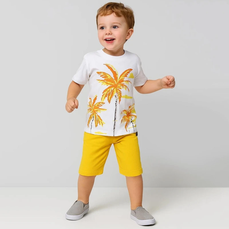 ست تی شرت و شلوارک پسرانه مدل 0022