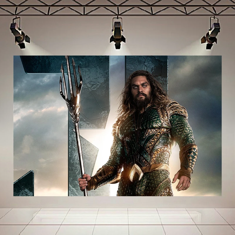 پوستر پارچه ای مدل چرم مخمل طرح جیسون موموا آکوامن در لیگ عدالت کد AR1270