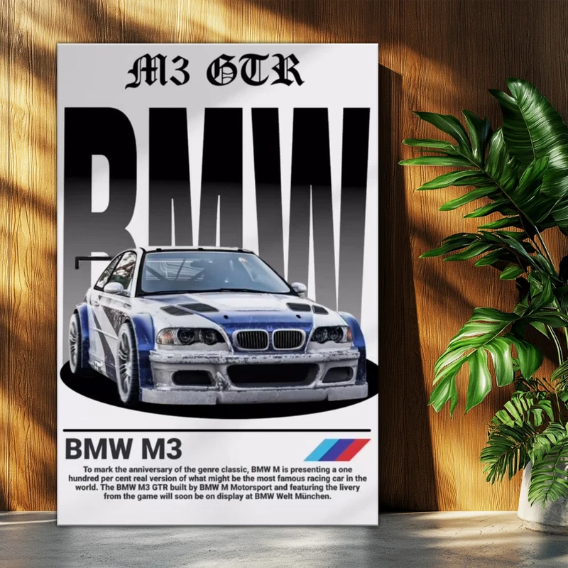 تابلو شاسی بکلیت طرح ماشین و خودرو بی ام و BMW M3 GTR NEED FOR SPEED MOST WANTED مدل T-po1667