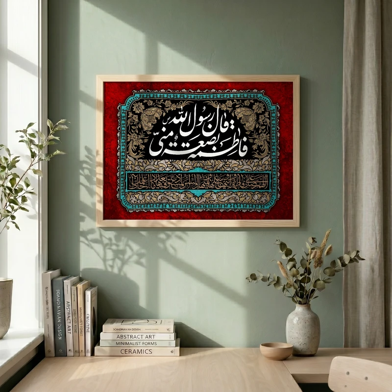 تابلو طرح فاطمه الزهرا (س) مدل G14605 فریم کرم روشن