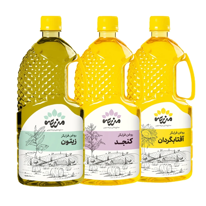 روغن آفتابگردان فرابکر، روغن کنجد فرابکر، و روغن زیتون فرابکر مزرعه جنوبی - 1 لیتر مجموعه 3 عددی