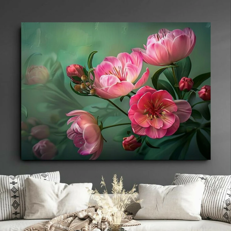 تابلو شاسی طرح گل مدل غنچه صورتی(2) کد BK2023