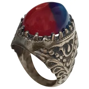 انگشتر نقره مردانه مدل عقیق مفتاح الباب AMB212350