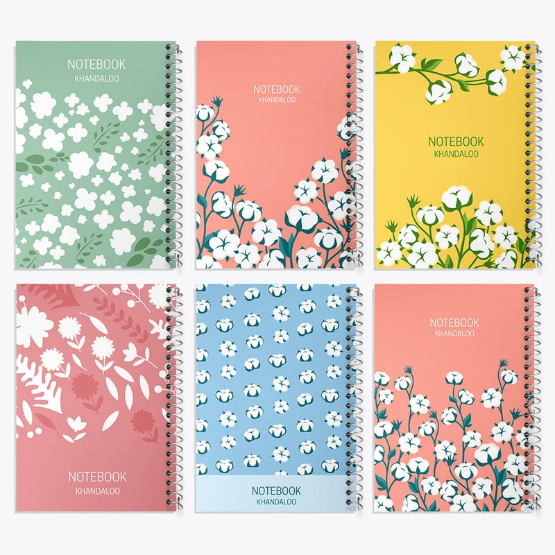 دفتر نقاشی 50 برگ خندالو طرح گل گلی کد 124 مجموعه 6 عددی