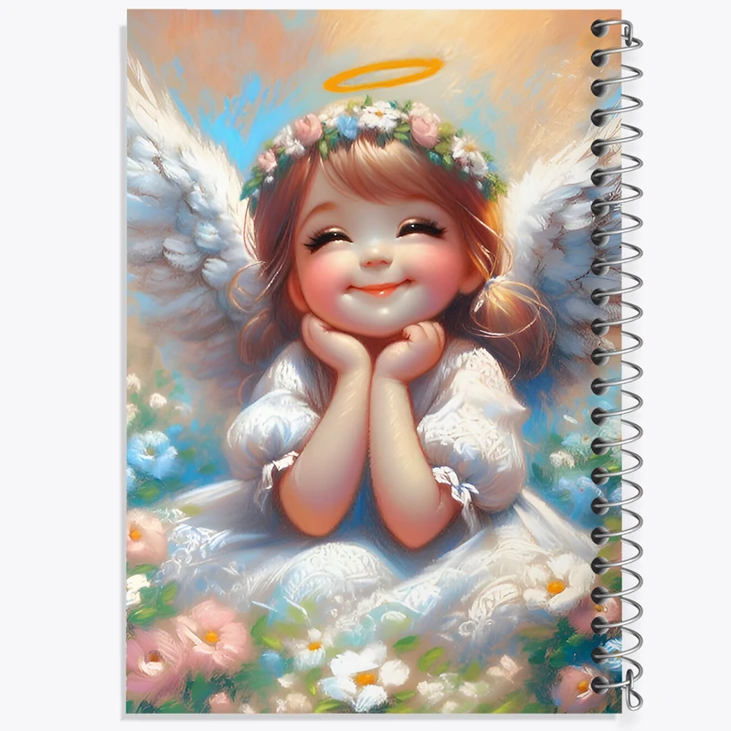 دفتر ژورنال نویسی 50 برگ خندالو مدل نقطه ای طرح فرشته ی دختر کد F7604
