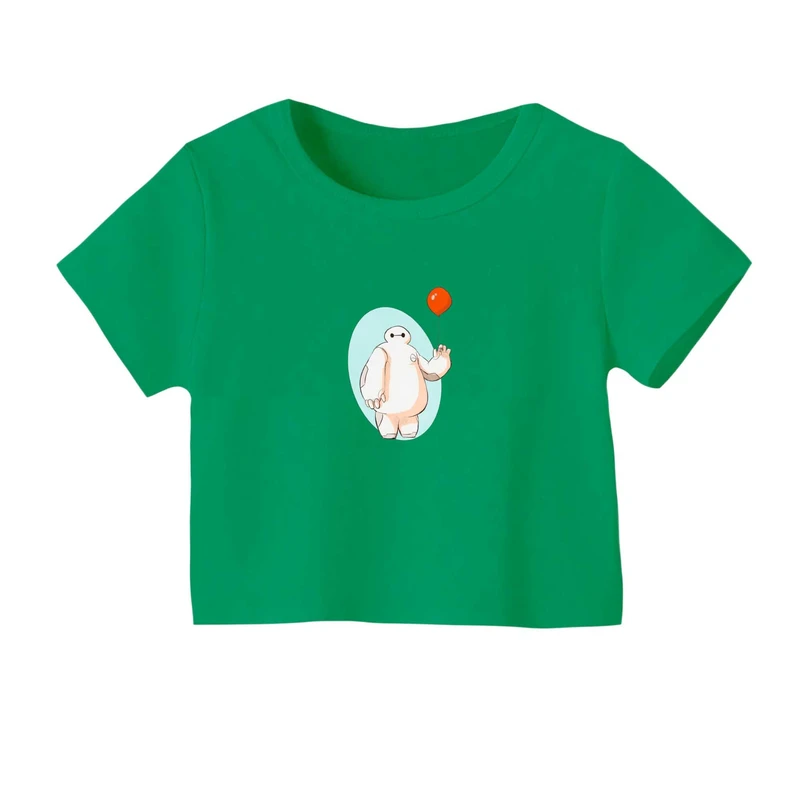 کراپ‌ تی‌شرت آستین کوتاه زنانه مدل بیمکس و بادکنک