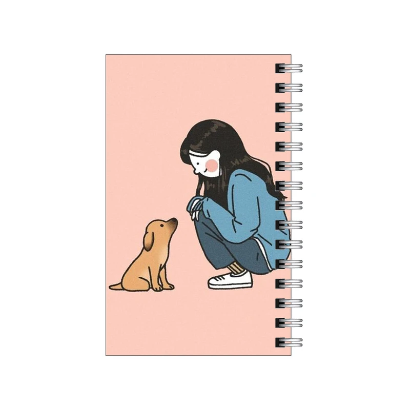 دفترچه یادداشت مدل to do list طرح دختر و هاپو نشسته کد 6695148