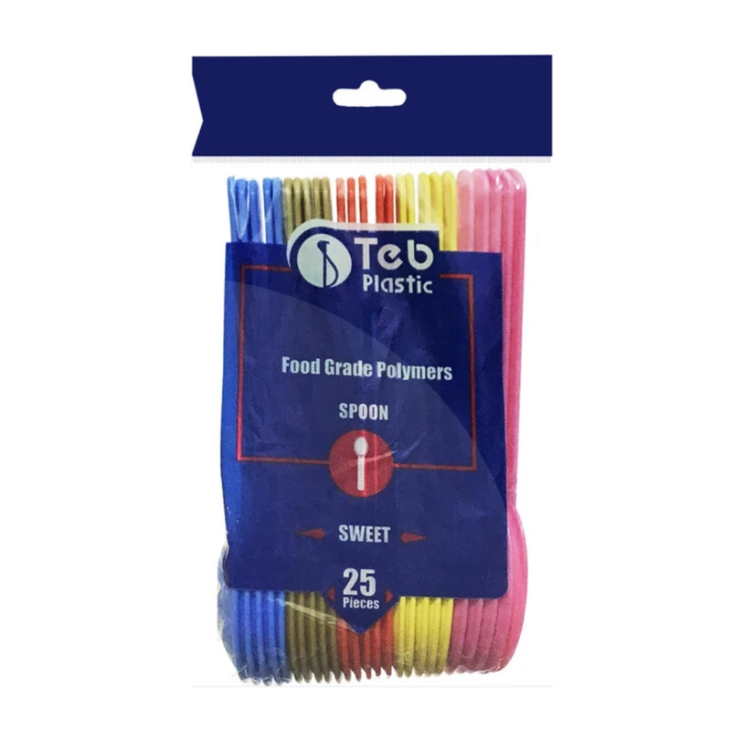 قاشق یکبار مصرف طب پلاستیک مدل Sweet بسته 25 عددی