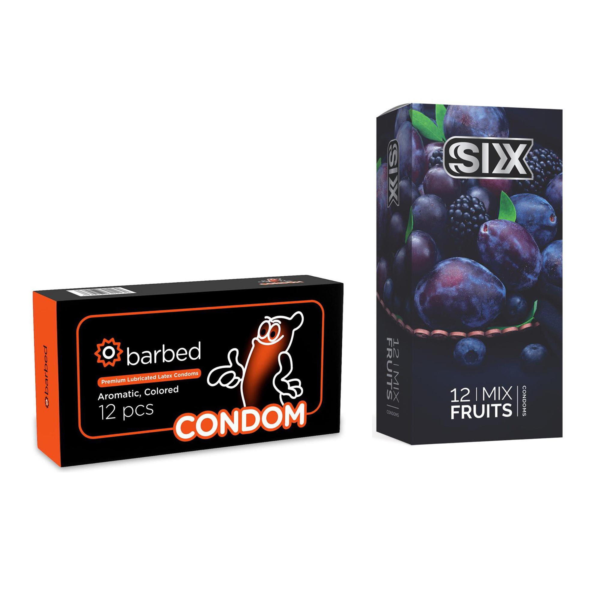کاندوم سیکس مدل Mix Fruits بسته 12 عددی به همراه کاندوم کاندوم مدل Barbed بسته 12 عددی