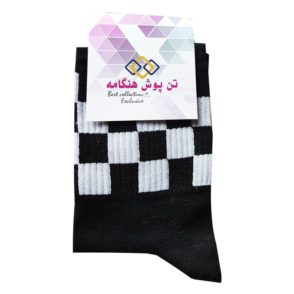 جوراب ساق بلند مردانه تن پوش هنگامه مدل کش اسپرت شطرنجی کد BL01 -  - 2