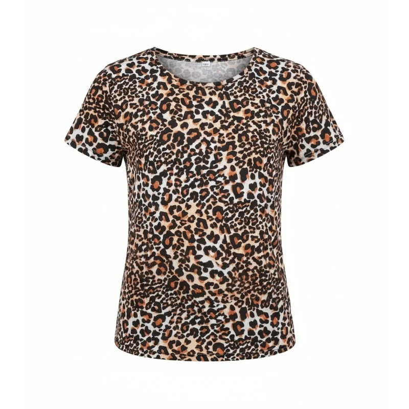 تی‌شرت آستین کوتاه زنانه مدل Papaya پلنگی کد ۶۷۸۵