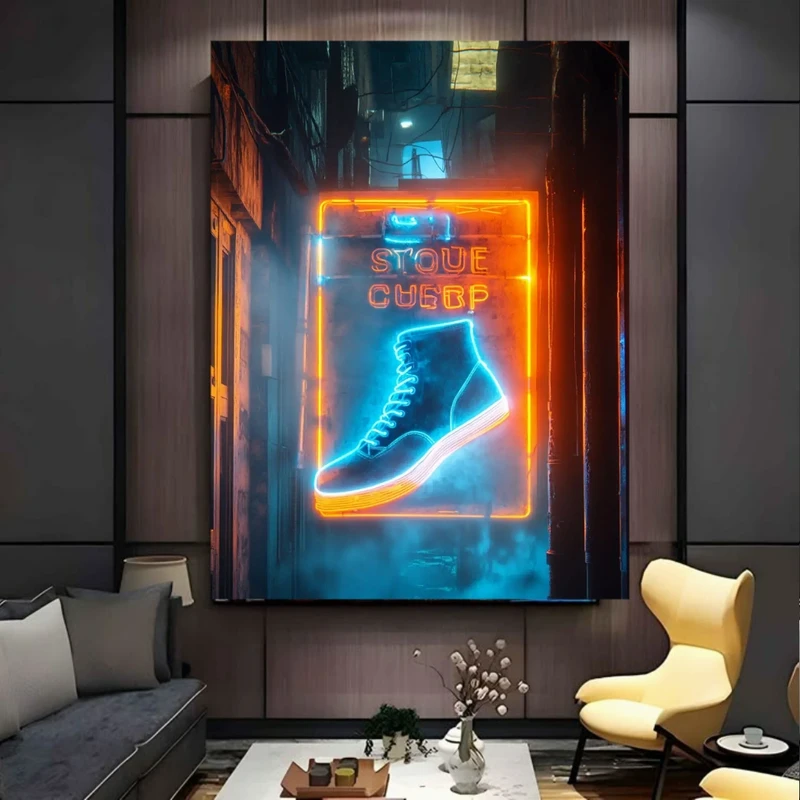 پوستر طرح کفش فروشی مدل نئون کد PY310