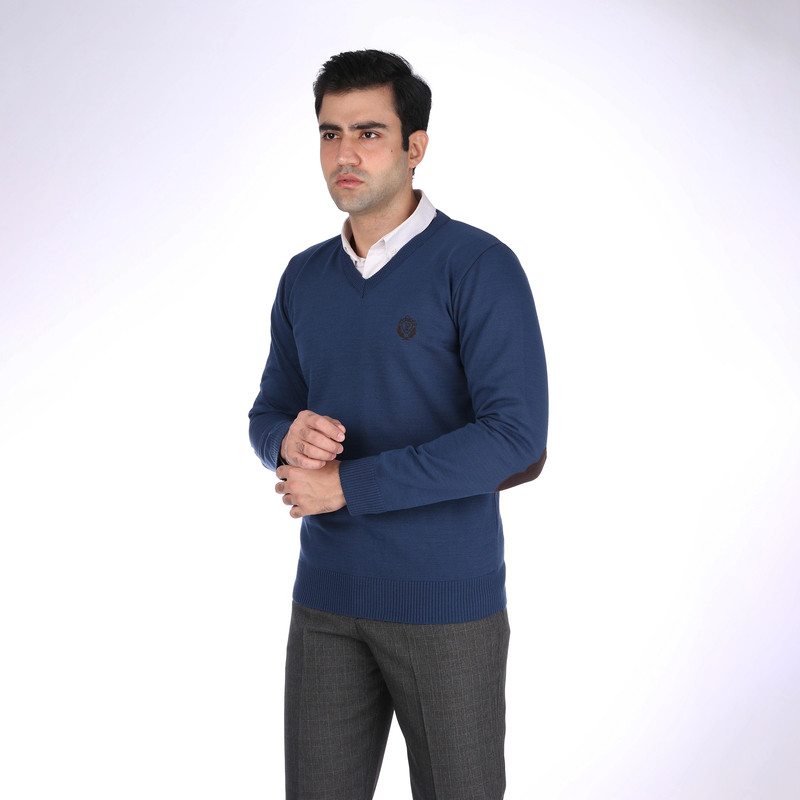 پلیور مردانه تریکو پاییزان مدل P700 رنگ آبی نفتی