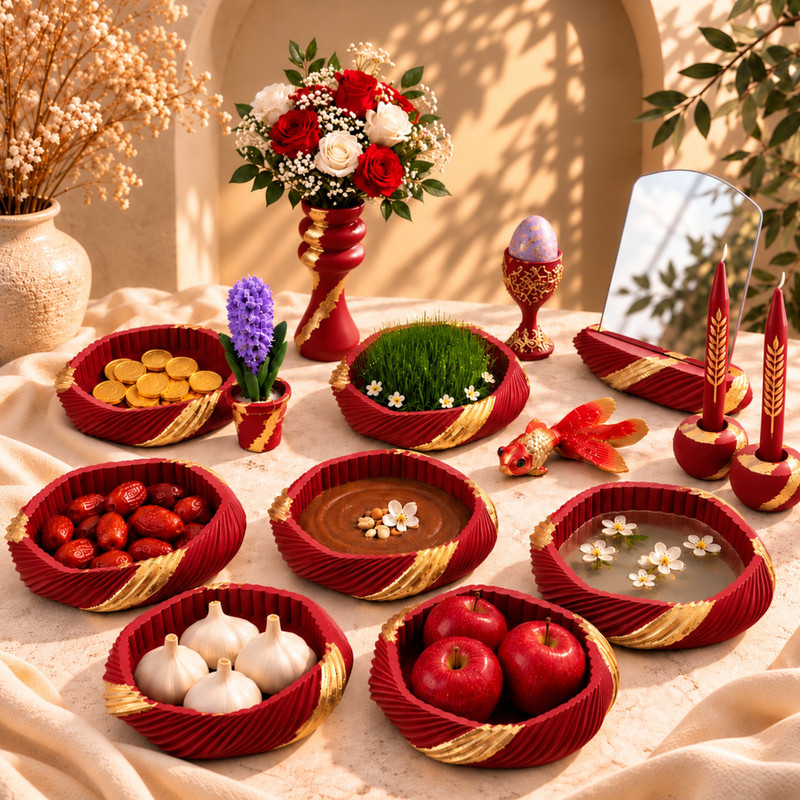 ست هفت سین طرح شیاردار مجموعه 14 عددی
