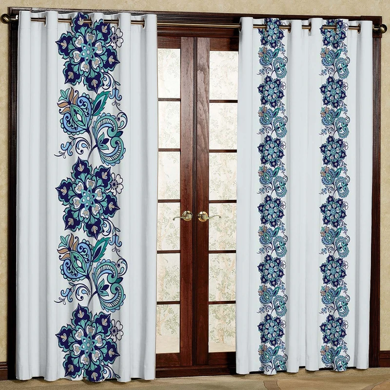  پرده بارمان دکور طرح گل مدل هازان پانچی کد 50-1449 W سایز 140x280 سانتی متر