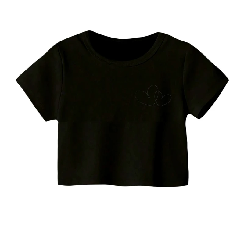 کراپ‌ تی‌شرت آستین کوتاه زنانه مدل دوقلب
