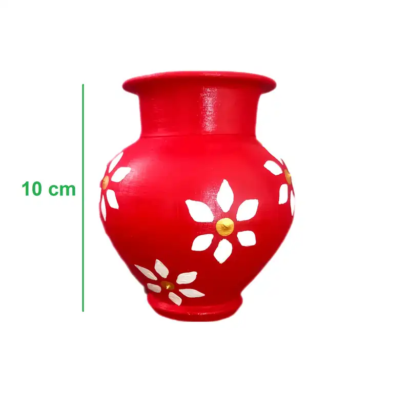 کوزه سفالی طرح گل بابونه مجموعه 4 عددی