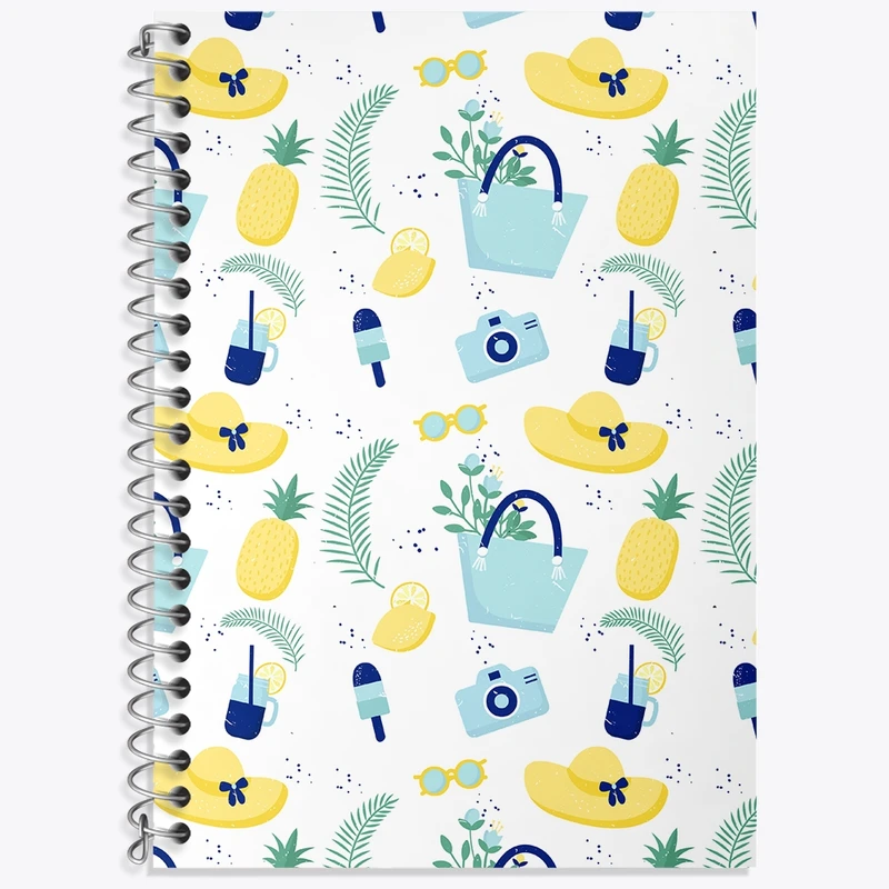 دفتر زبان 50 برگ خندالو مدل سه خط طرح پترن تابستانی کد N298