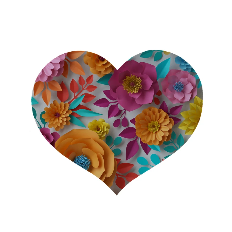 پادری مدل قلب طرح گل کد 6114 سایز 90x90 سانتی متر 