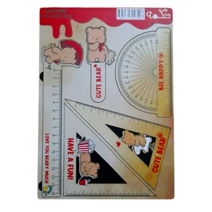 ست خط کش دکمه طرح خرس کد 142 بسته 6 عددی