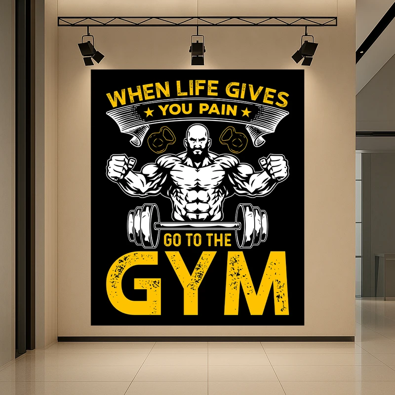 پوستر پارچه ای طرح مخمل باشگاه بدنسازی مدل جمله انگیزشی AR3060490