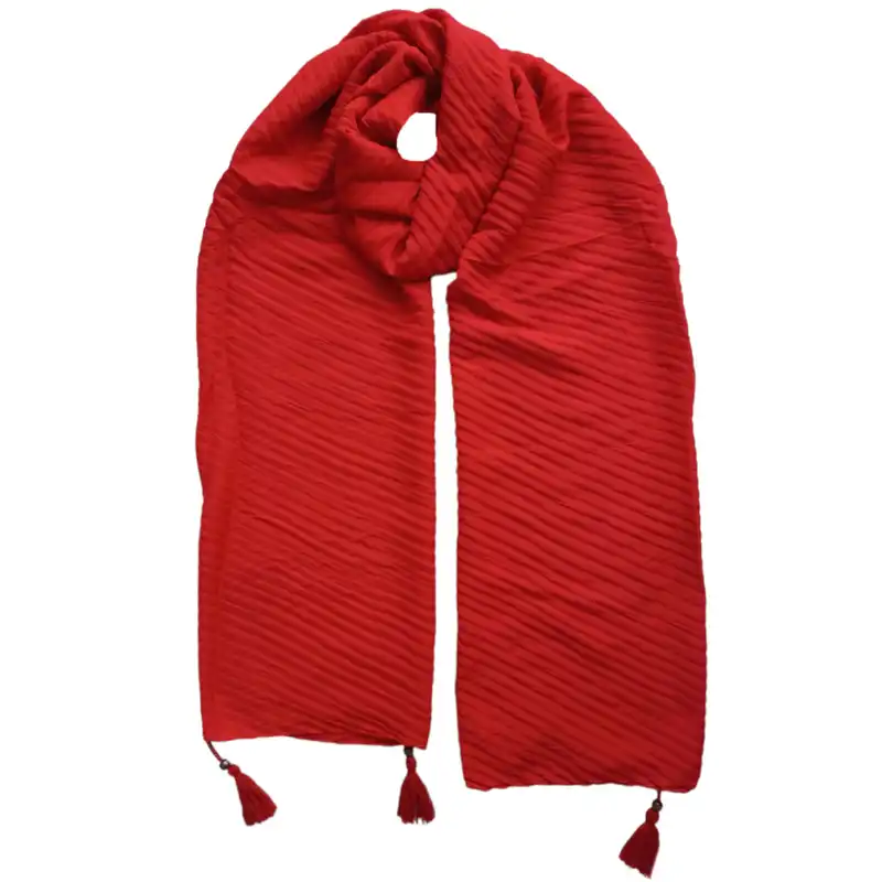 شال زنانه مدل نخی ساده پلیسه منگوله دار کد 132