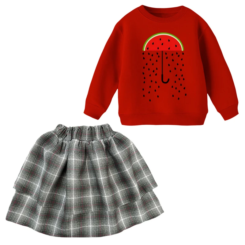 ست سویشرت و دامن دخترانه مدل چتر یلدایی