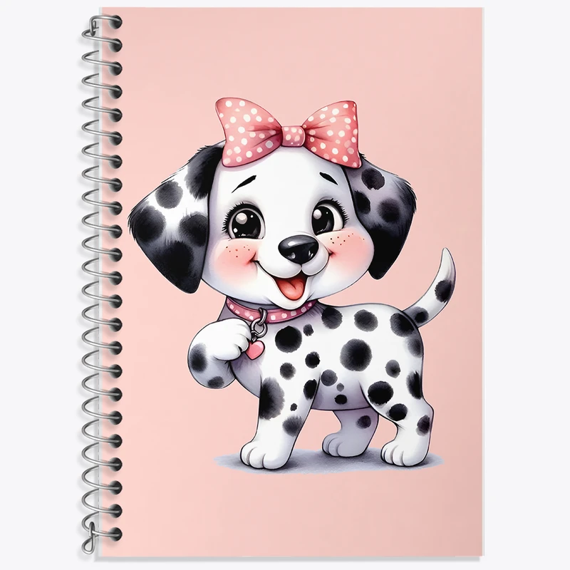 دفتر زبان 50 برگ خندالو مدل سه خط طرح سگ خالدار کیوت کد F7859