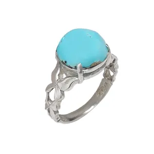 انگشتر نقره زنانه مدل نگین فیروزه نیشابوری کد 130