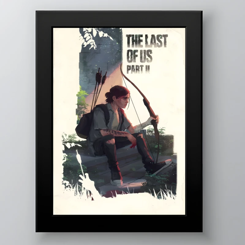 تابلو طرح بازی Last of us part ll مدل دکوراتیو فریم مشکی