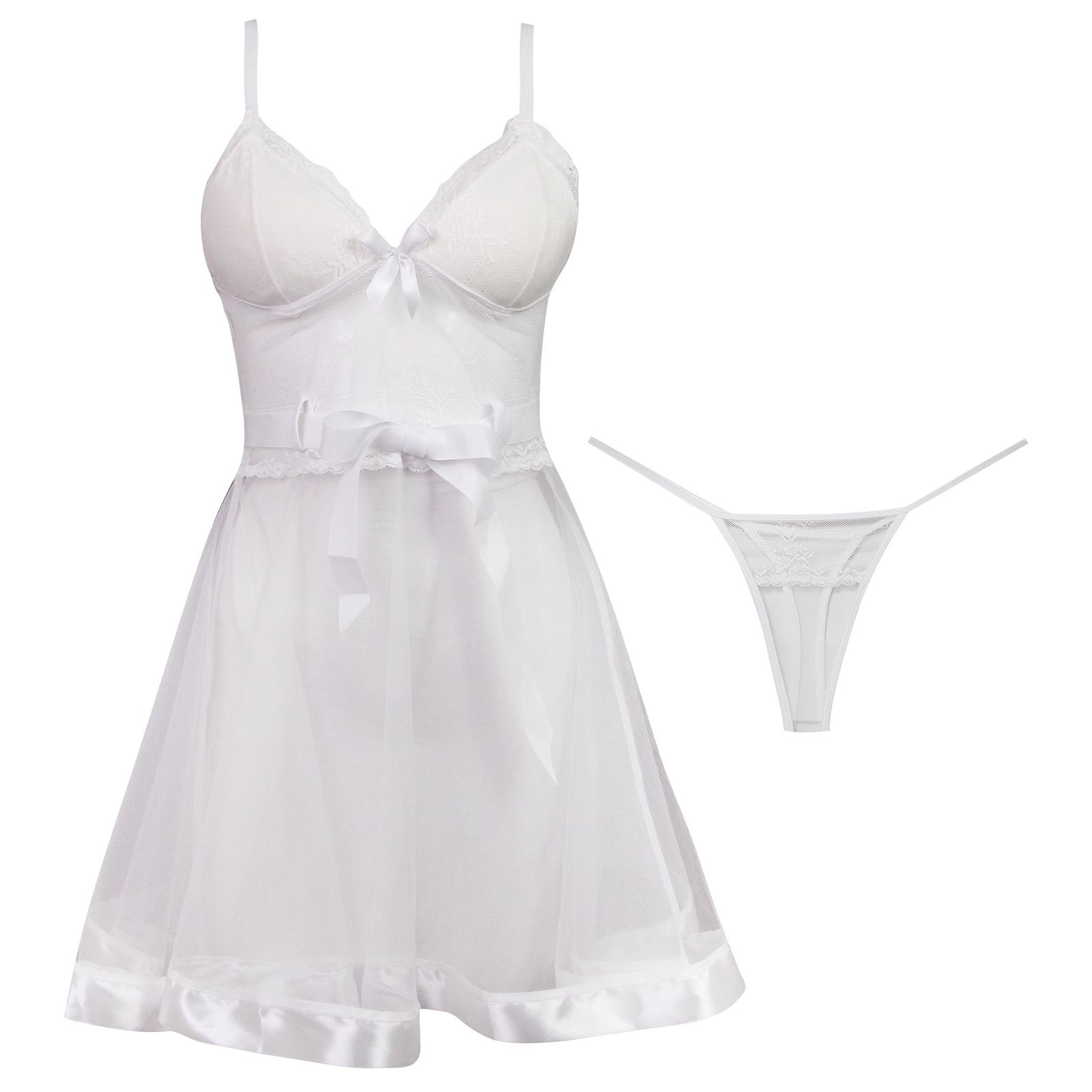 لباس خواب زنانه ماییلدا مدل گیپور گلدار کد 3685-820 رنگ سفید -  - 10