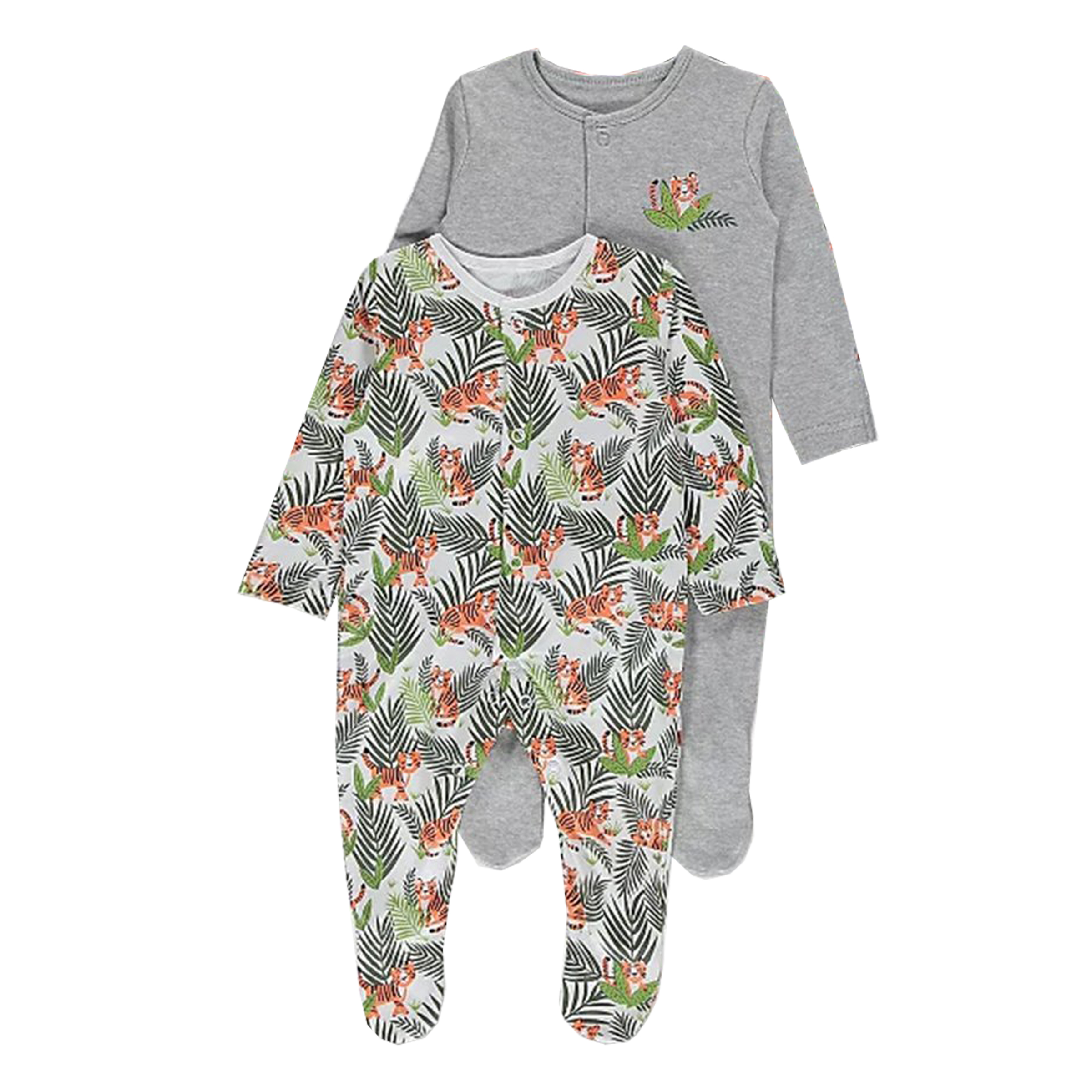 بادی آستین بلند نوزادی جورج مدل tiger مجموعه دو عددی