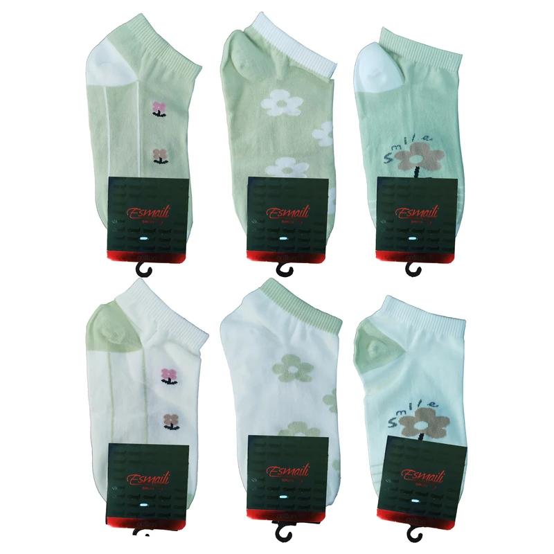 جوراب ساق کوتاه زنانه مدل کیوت 8 بسته 6 عددی