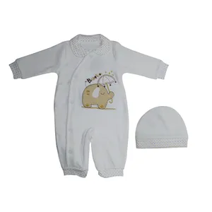 ست سرهمی و کلاه نوزادی مدل فیل رنگ کرم