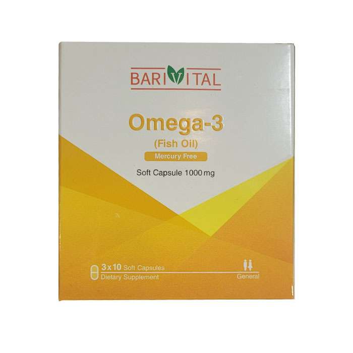 کپسول نرم امگا 3 1000 میلی باریویتال بسته 30 عددی