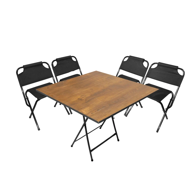 میز و صندلی سفری میزیمو مدل برزنتی پشتدار کد 8791 مجموعه 5 عددی